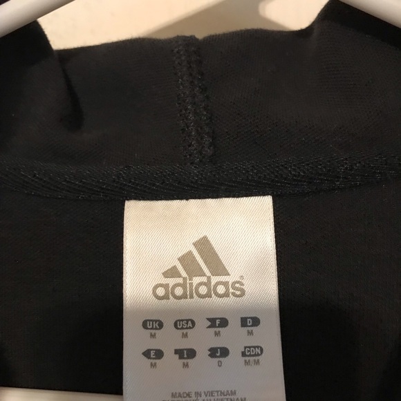 Adidas Zip up hooded black sweatshirt with orange stripe, size medium petite - Picture 5 of 8